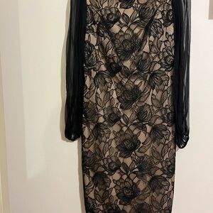 Gorgeous black Lace Tadija Shaji long sleeve dress size 4!
